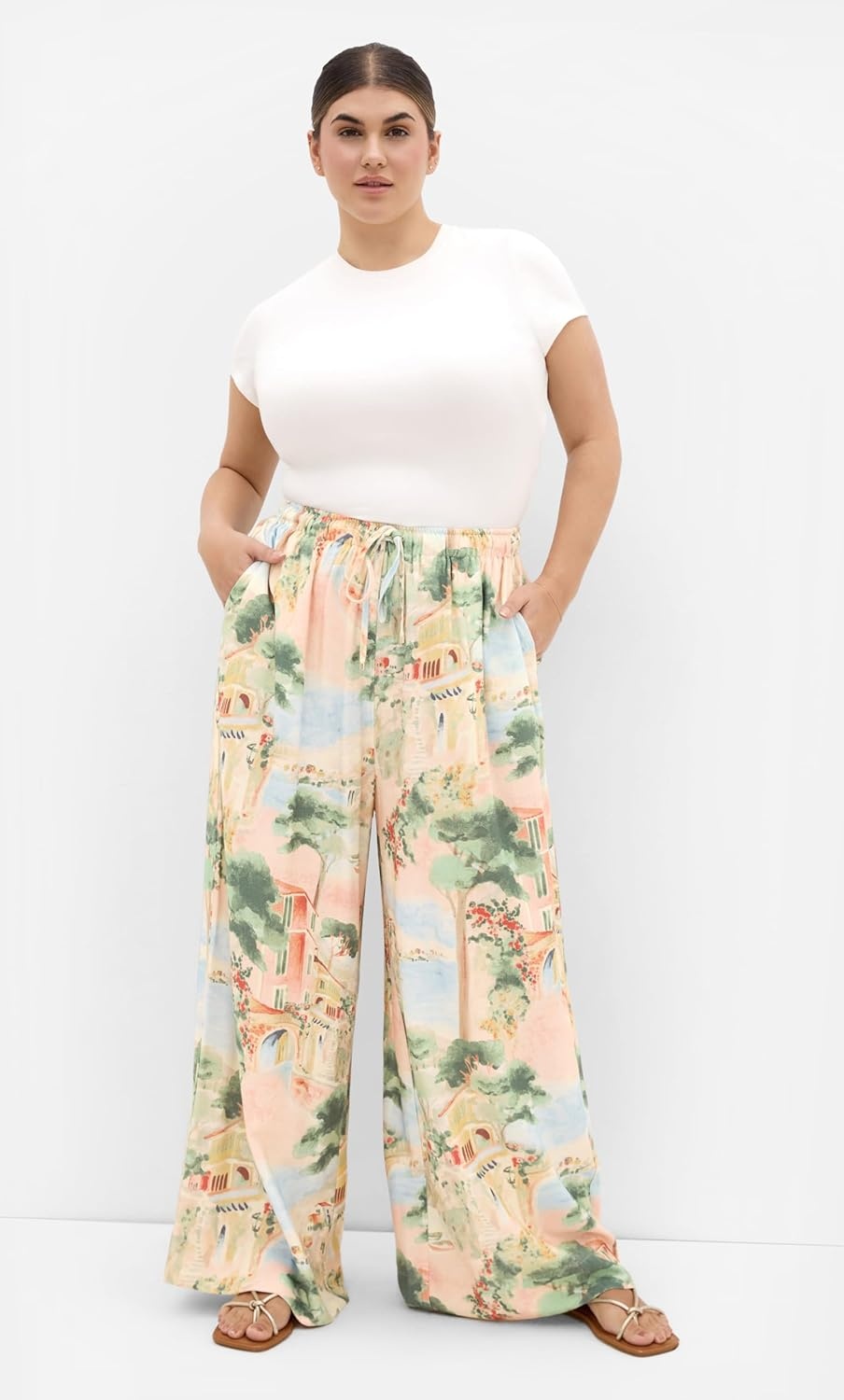 image:imageCity Chic Plus Size Pants Halle Sardinia Print Wide LegSardinia
