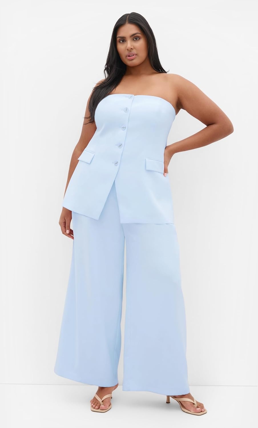image:imageCity Chic Plus Size Pants Holly Wide LegSky Blue