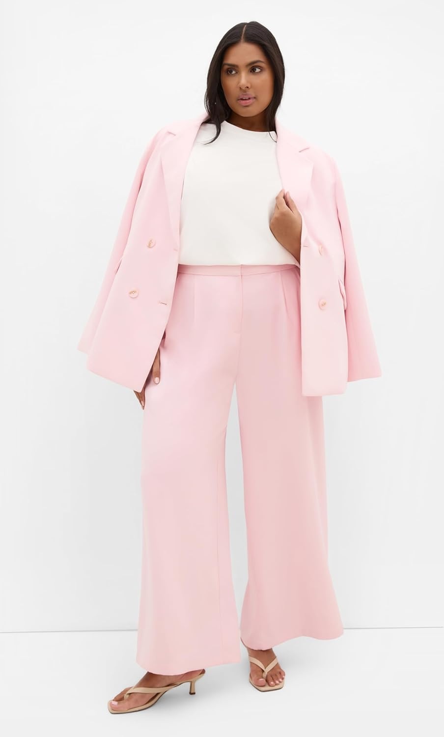 image:imageCity Chic Plus Size Pants Holly Wide LegSoft Pink