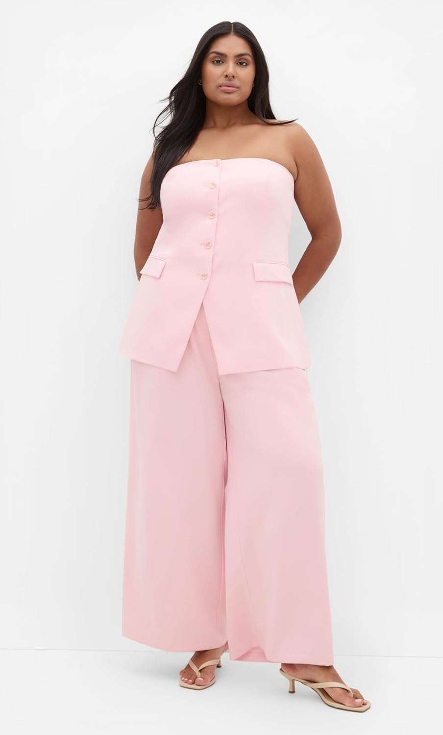 image:imageCity Chic Plus Size Pants Holly Wide LegSoft Pink