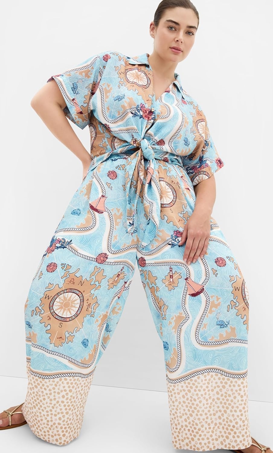 image:imageCity Chic Plus Size Pants Postcard Voyage Print Wide LegVoyage Prt