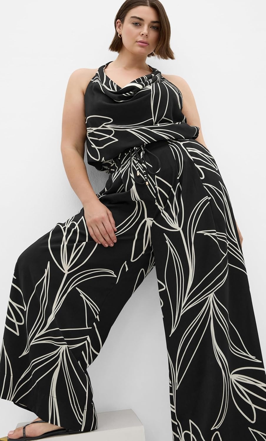 image:imageCity Chic Plus Size Pants Shania Bloom Print Wide LegBlack Bloom