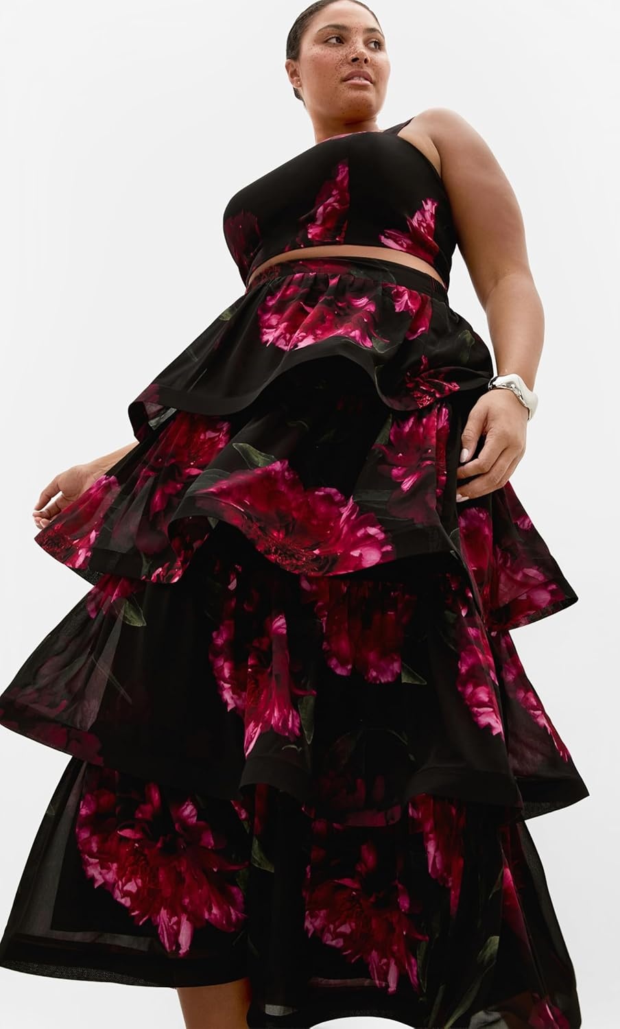 image:imageCity Chic Plus Size Skirt Bianka Botanical Print TieredLush Bloom