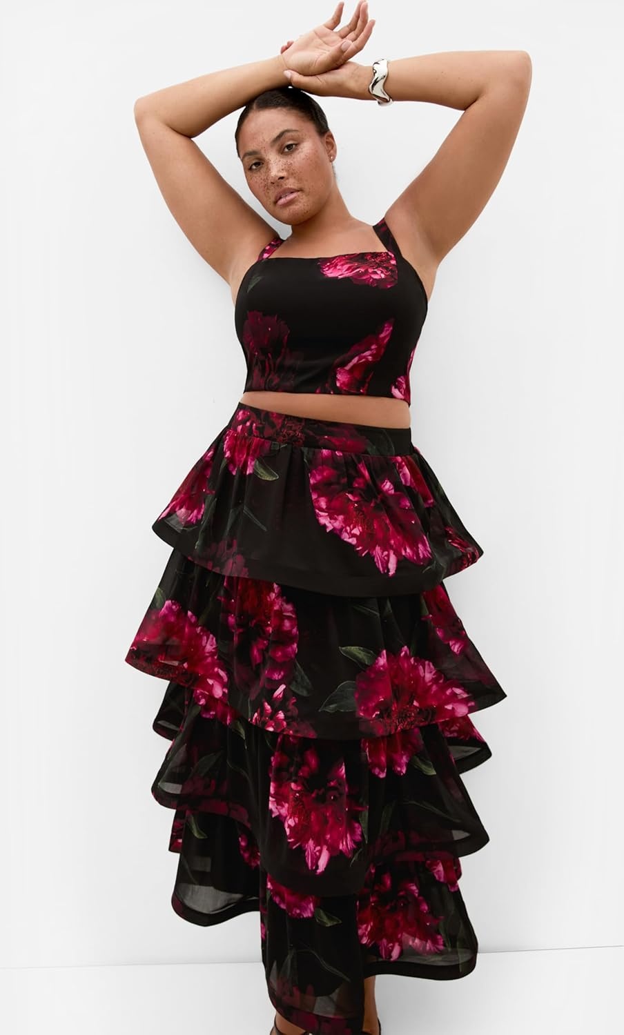 image:imageCity Chic Plus Size Skirt Bianka Botanical Print TieredLush Bloom