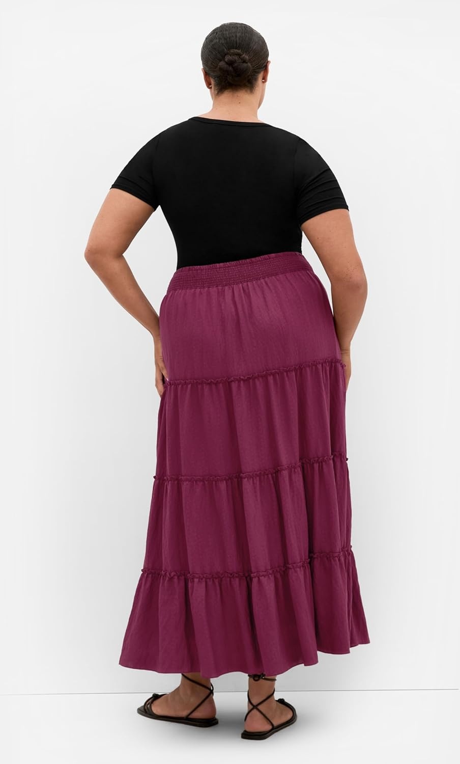 image:imageCity Chic Plus Size Skirt Boho Tiered MaxiPomegranate