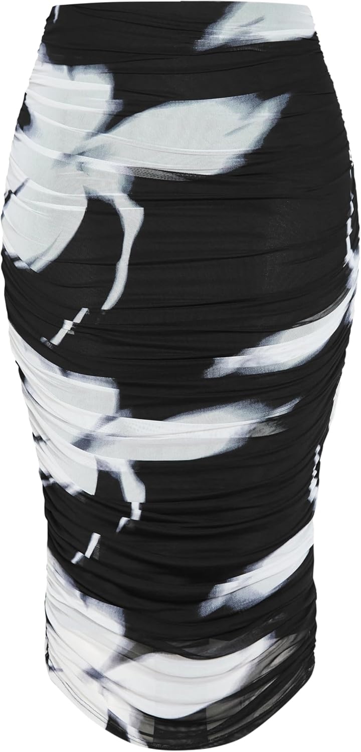 image:imageCity Chic Plus Size Skirt Dana Blur Print MeshBlack Blur Floral