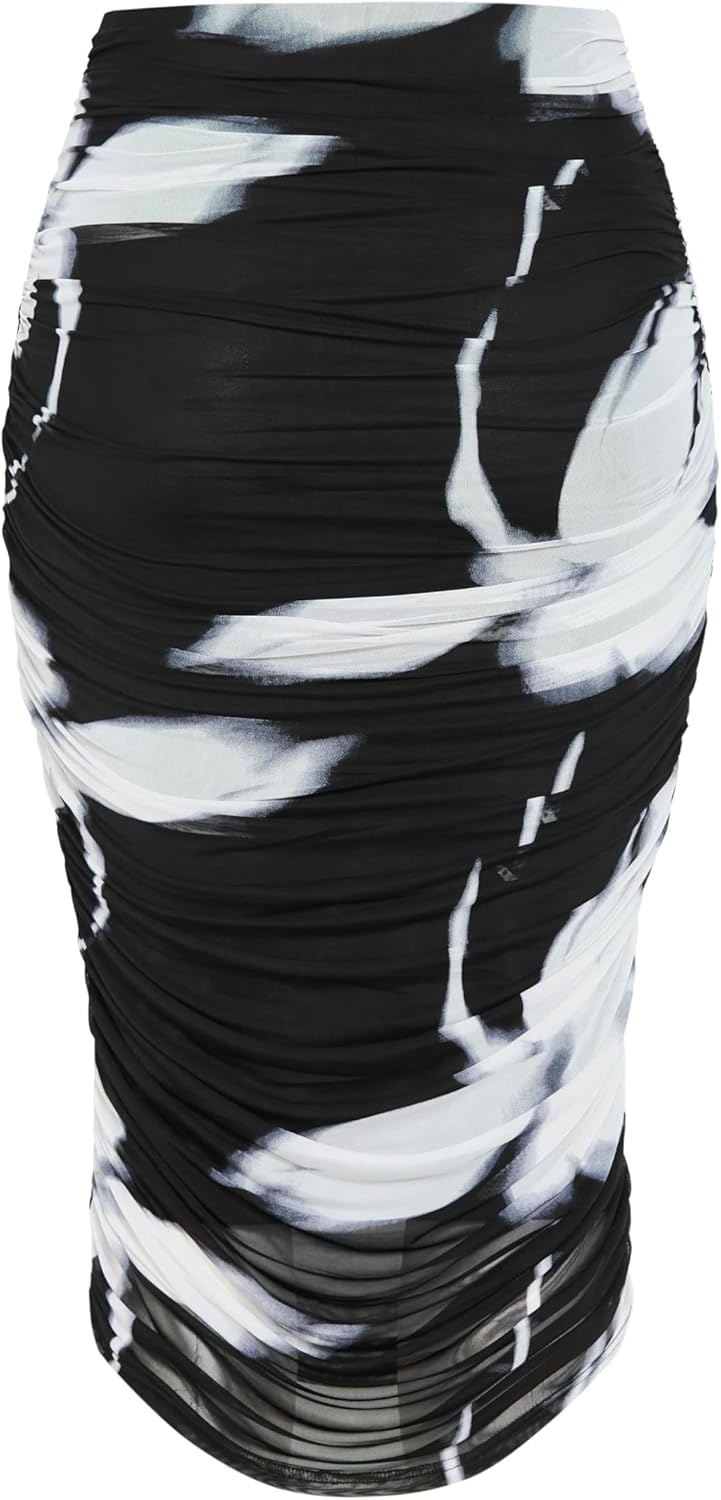 image:imageCity Chic Plus Size Skirt Dana Blur Print MeshBlack Blur Floral