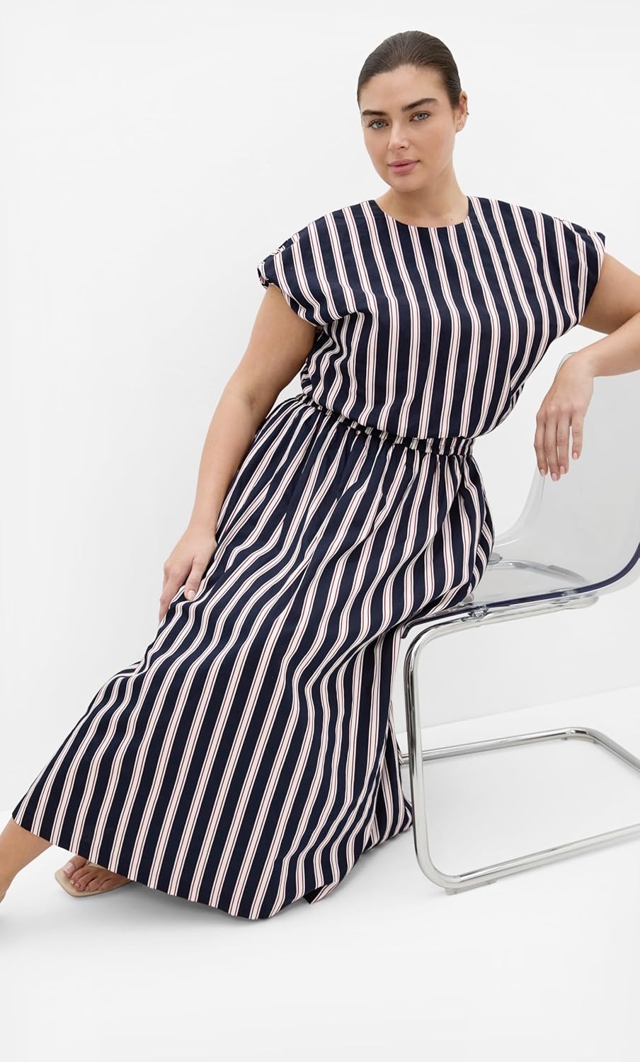 image:imageCity Chic Plus Size Skirt Holiday Sarina Stripe CottonNavy Sienna