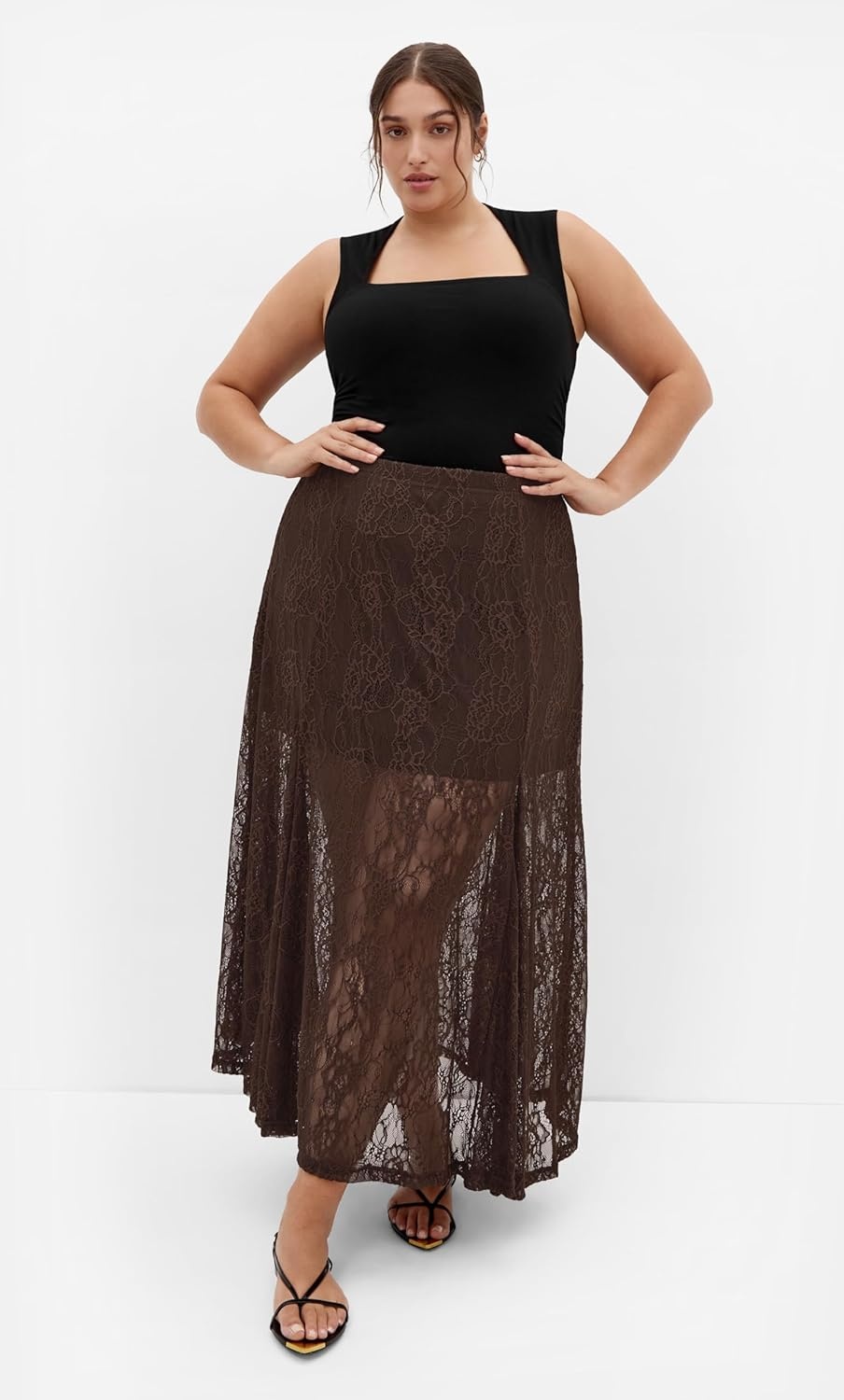 image:imageCity Chic Plus Size Skirt Lacey MaxiChocolate