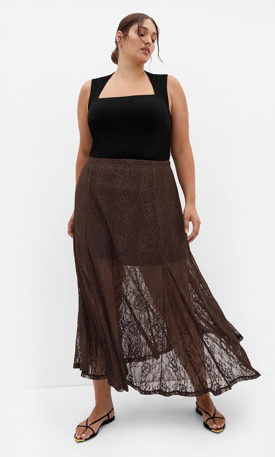 image:imageCity Chic Plus Size Skirt Lacey MaxiChocolate
