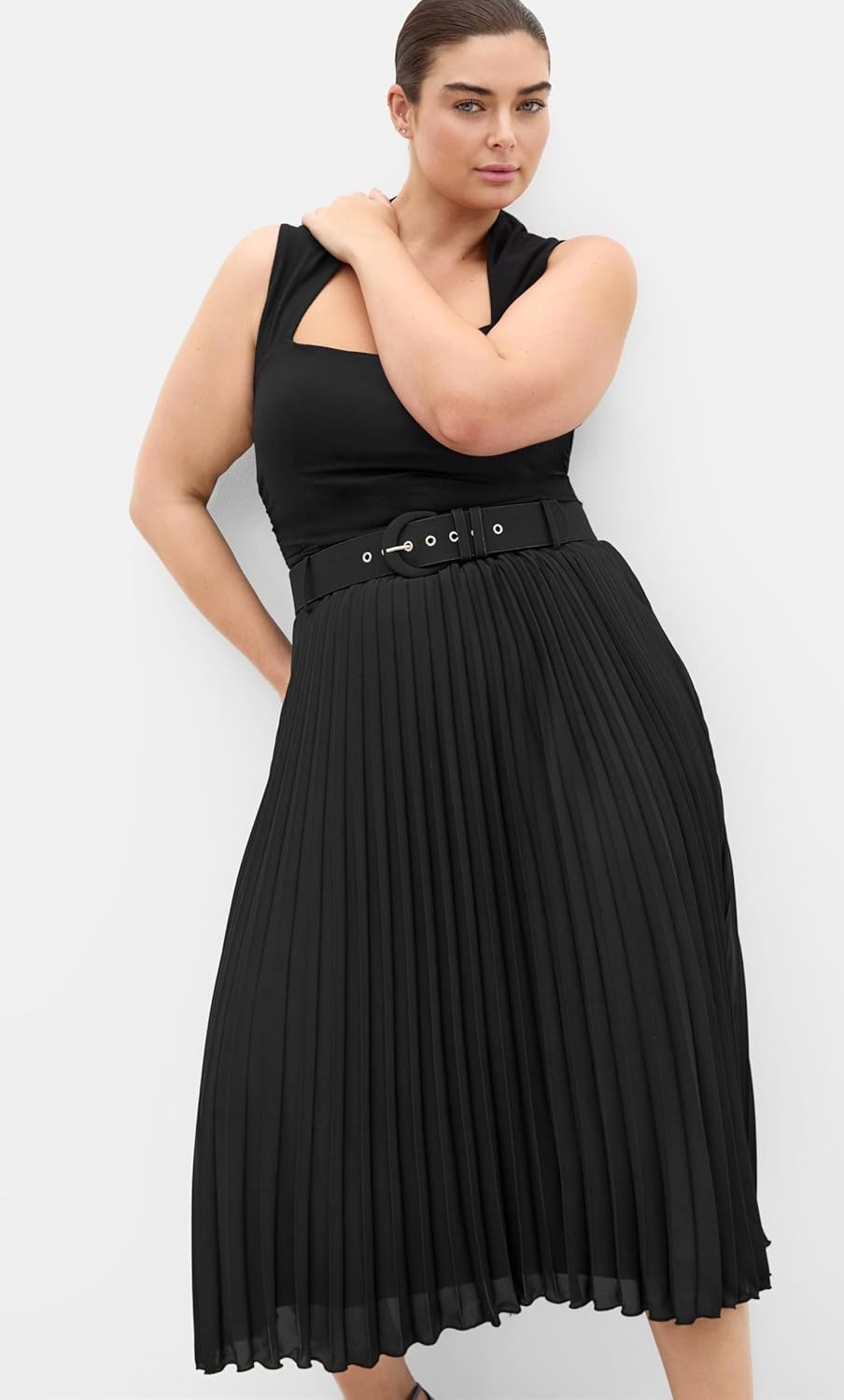 image:imageCity Chic Plus Size Skirt Petra Pleat MidiBlack