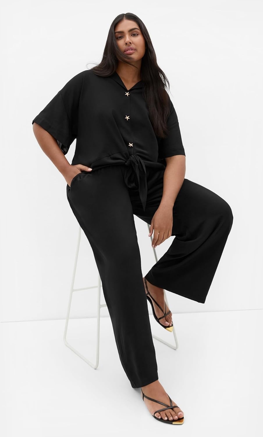 image:imageCity Chic Womens Plus Size Pants Kalea Wide LegBlack