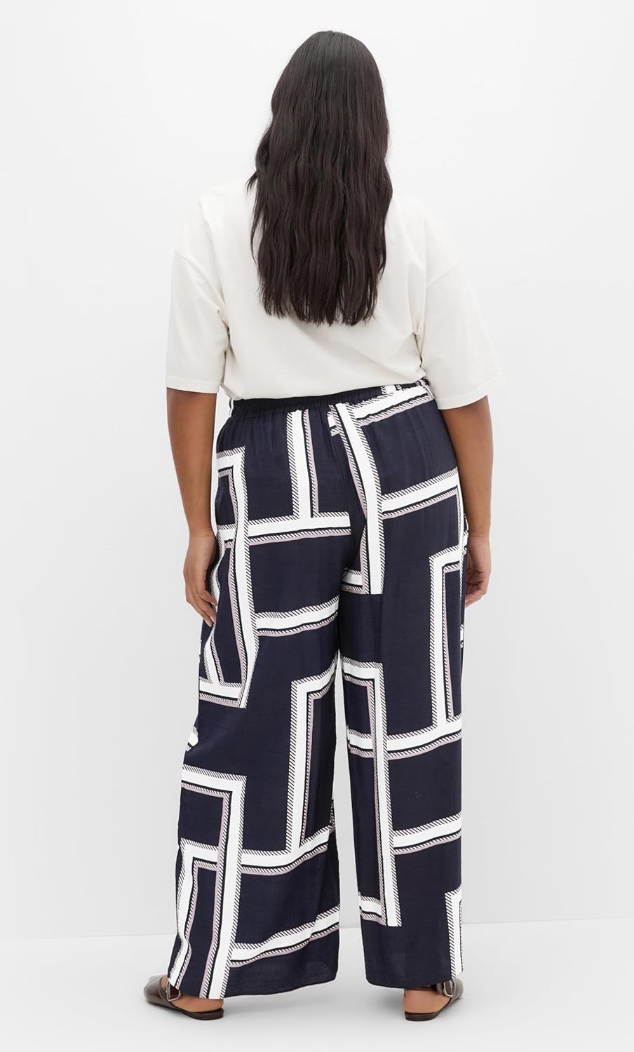 image:imageCity Chic Womens Plus Size Pants Kinsley Print Wide LegSleek Stripes