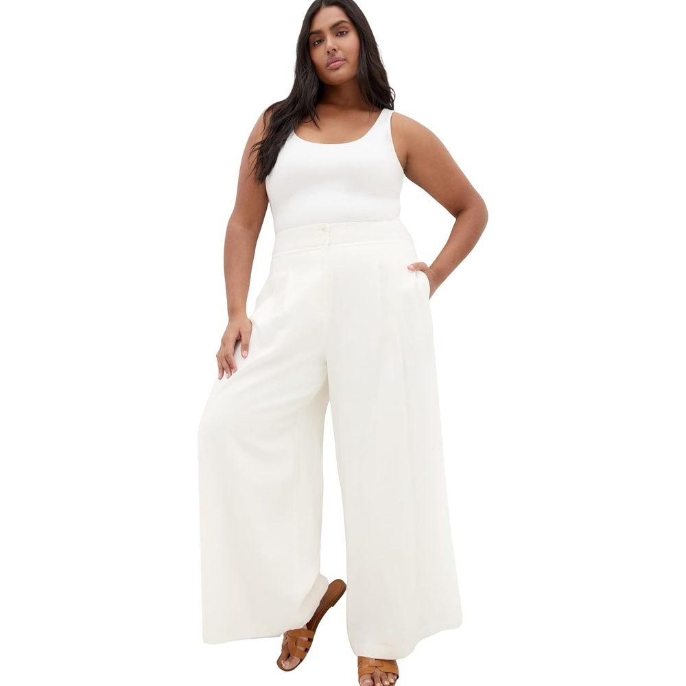 image:imageCity Chic Plus Size Pants Abbie LinenIvory