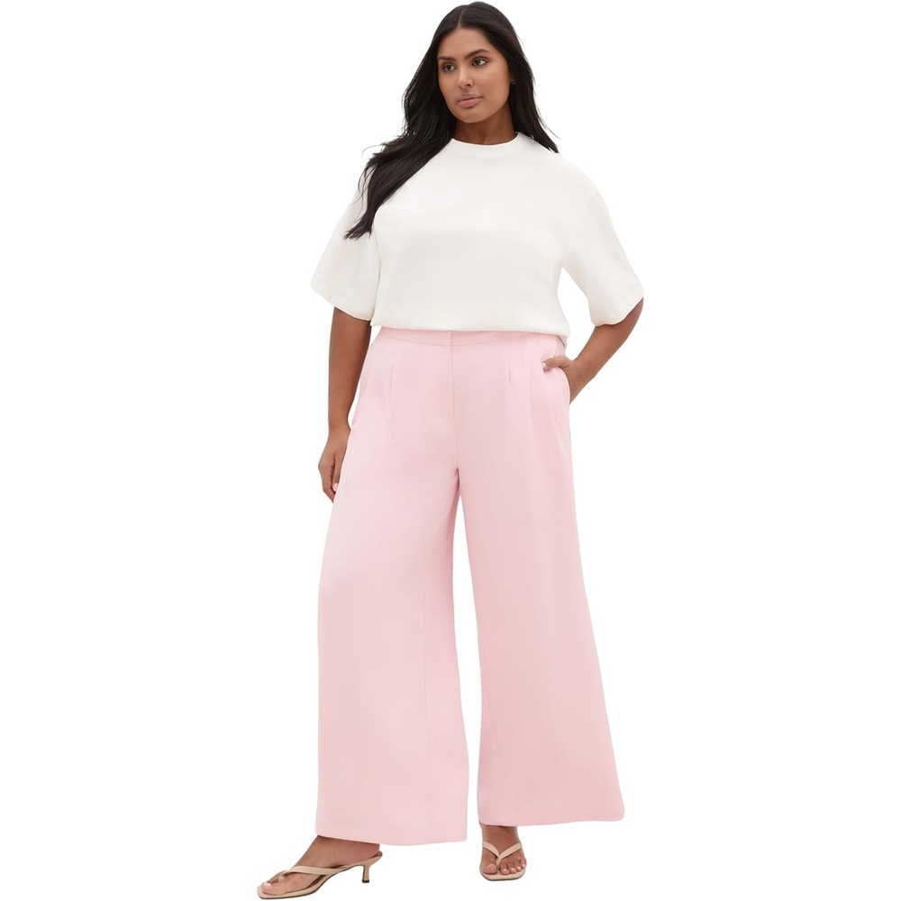 image:imageCity Chic Plus Size Pants Holly Wide LegSoft Pink