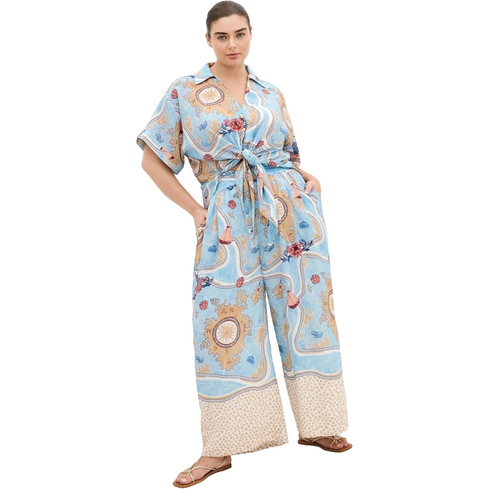 image:imageCity Chic Plus Size Pants Postcard Voyage Print Wide LegVoyage Prt
