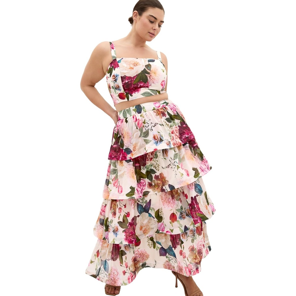 image:imageCity Chic Plus Size Skirt Bianka Botanical Print TieredBotanical Bloom