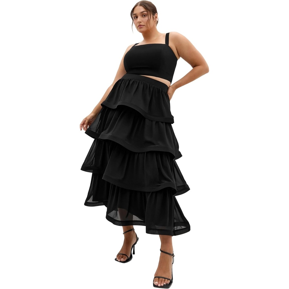 image:imageCity Chic Plus Size Skirt  Bianka TieredBlack