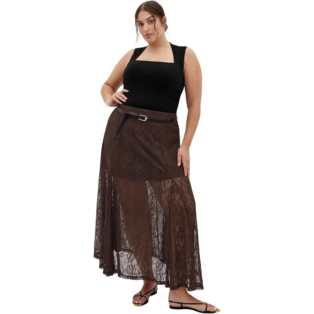image:imageCity Chic Plus Size Skirt Lacey MaxiChocolate