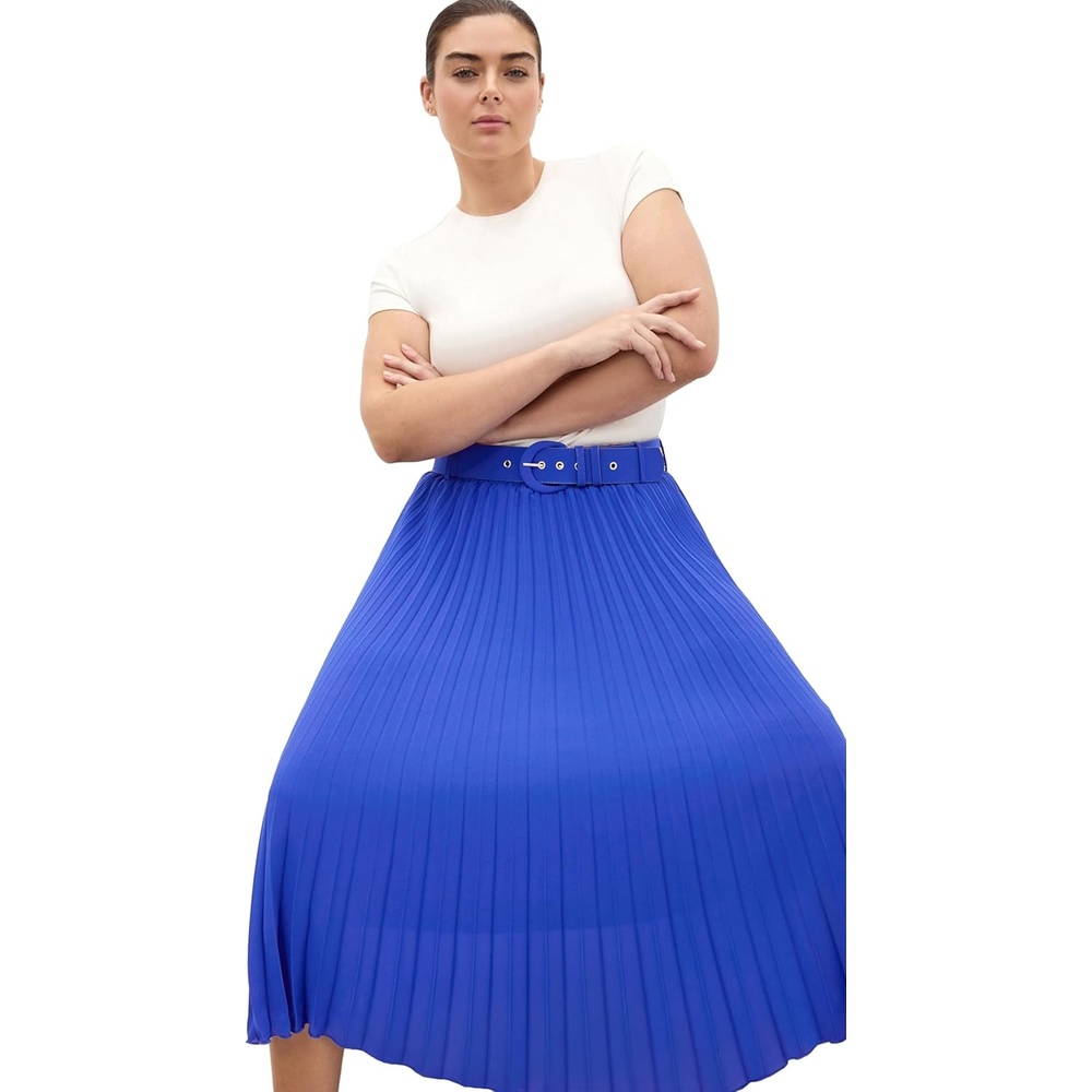 image:imageCity Chic Plus Size Skirt Petra Pleat MidiCerulean