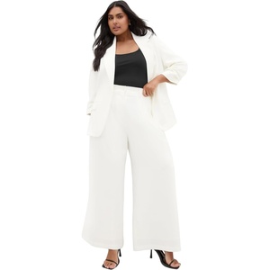 City Chic Plus Size Pants – Abbie Fully Lined Wide Leg(Cream)