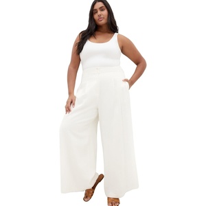 City Chic Plus Size Pants – Abbie Linen(Ivory)