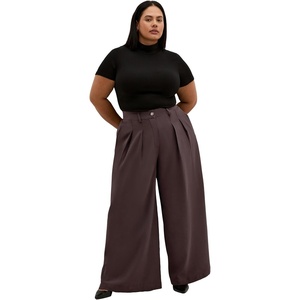 City Chic Plus Size Pants – Abbie Wide Leg(Chocolate)