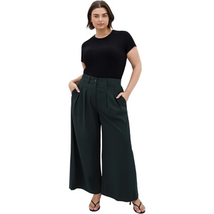 City Chic Plus Size Pants – Abbie Wide Leg(Deep Emerald)
