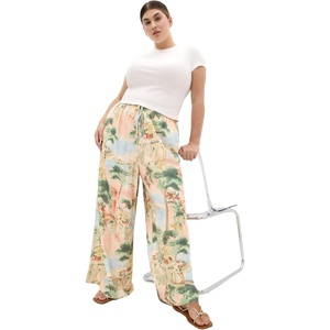 City Chic Plus Size Pants – Halle Sardinia Print Wide Leg(Sardinia)